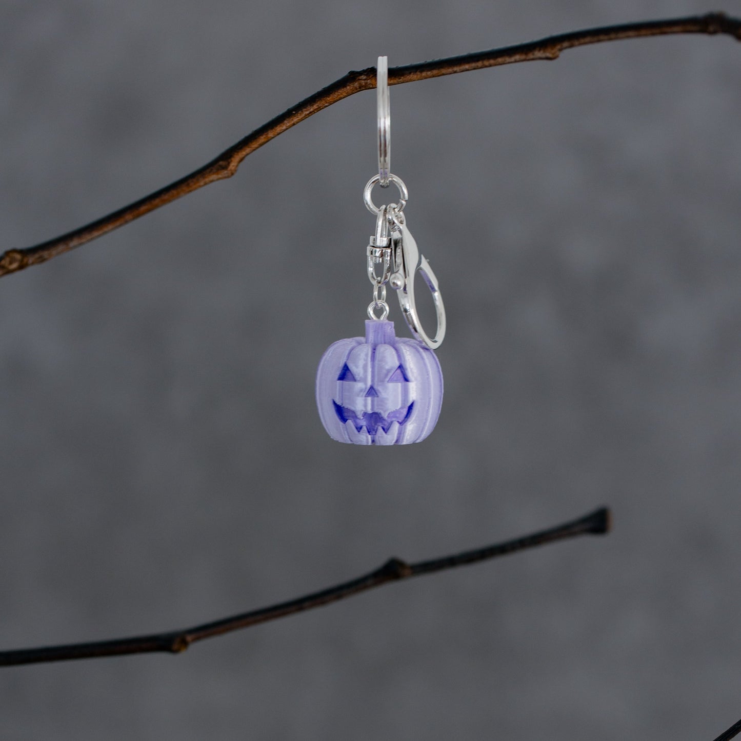 Pumpkin Charm/Keychain - Purple & Silver