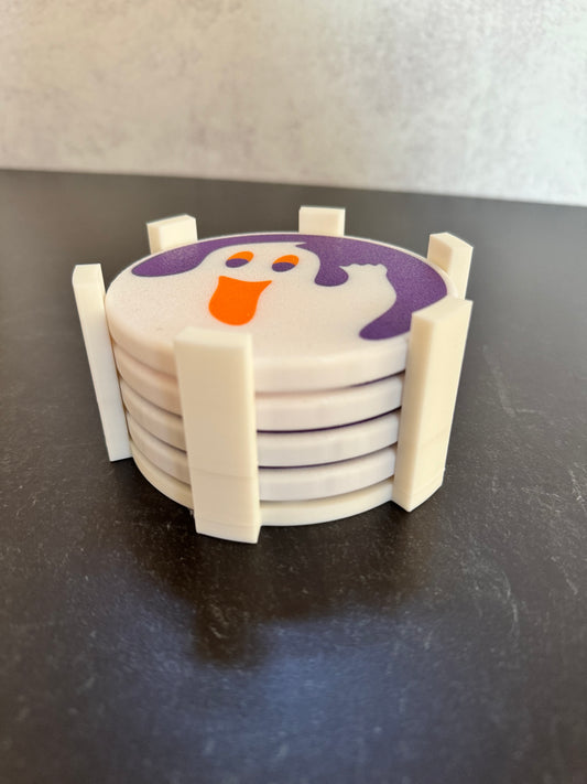 Cozy Cookie Coasters Set with spiderweb holder - 4 Coasters