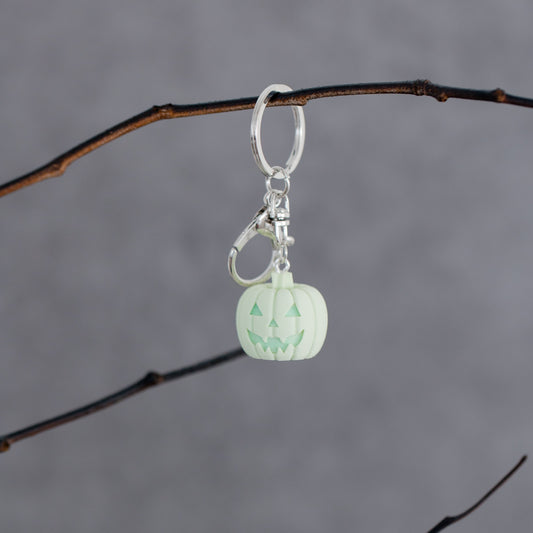 Pumpkin Charm/Keychain - Matte Mint Green & Silver