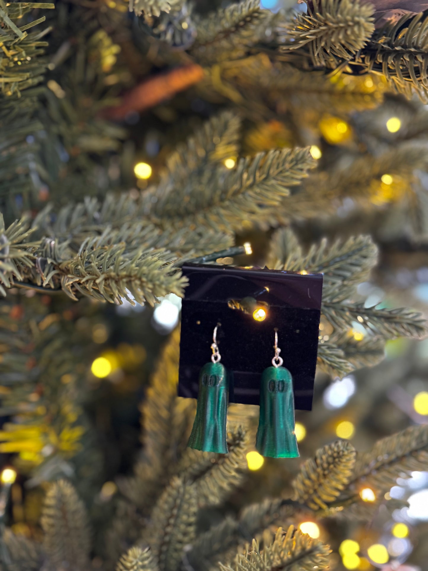 Haunted Holiday Ghost Earrings - Translucent Green