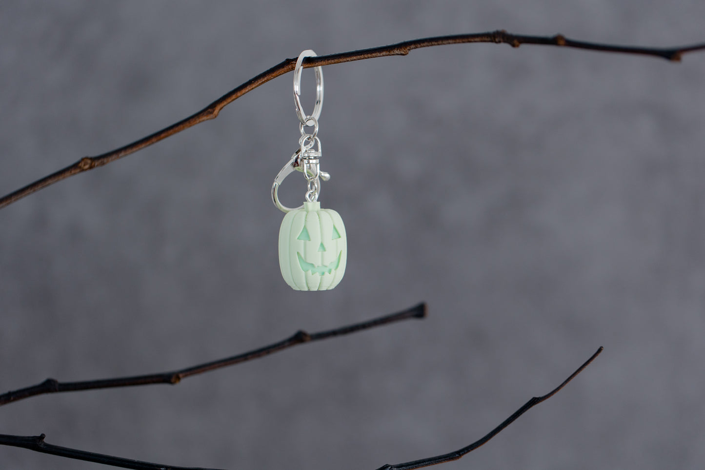 Pumpkin Purse Charm/Keychain - Mint & Silver