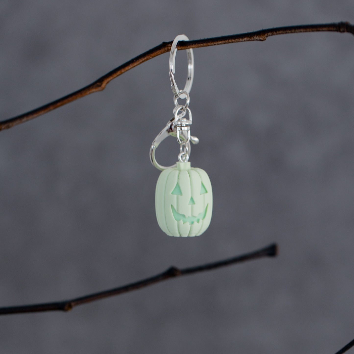 Pumpkin Purse Charm/Keychain - Mint & Silver