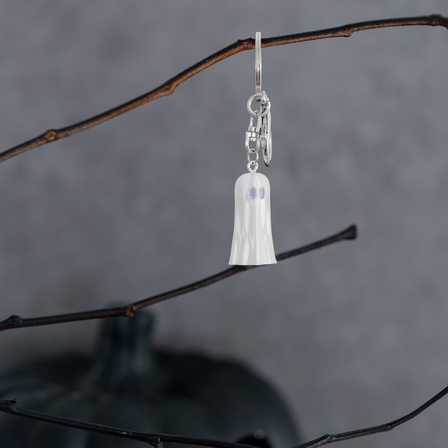 Paranormal Pearl - Ghost Purse Charm/Keychain - Silver