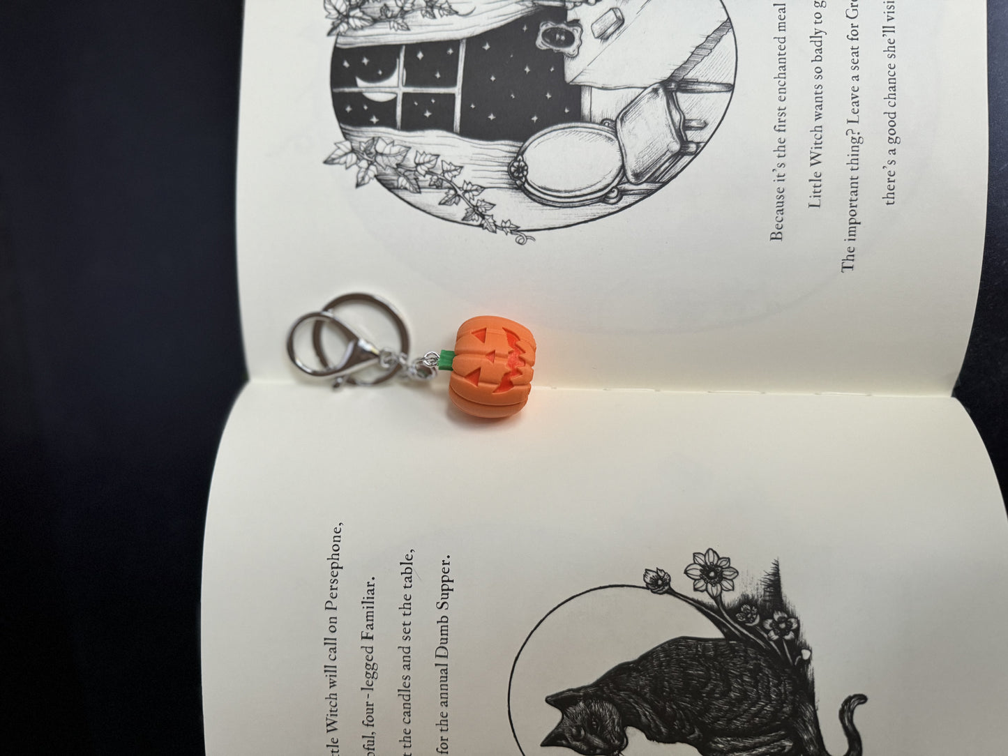 Pumpkin Charm/Keychain - Matte Orange & Silver