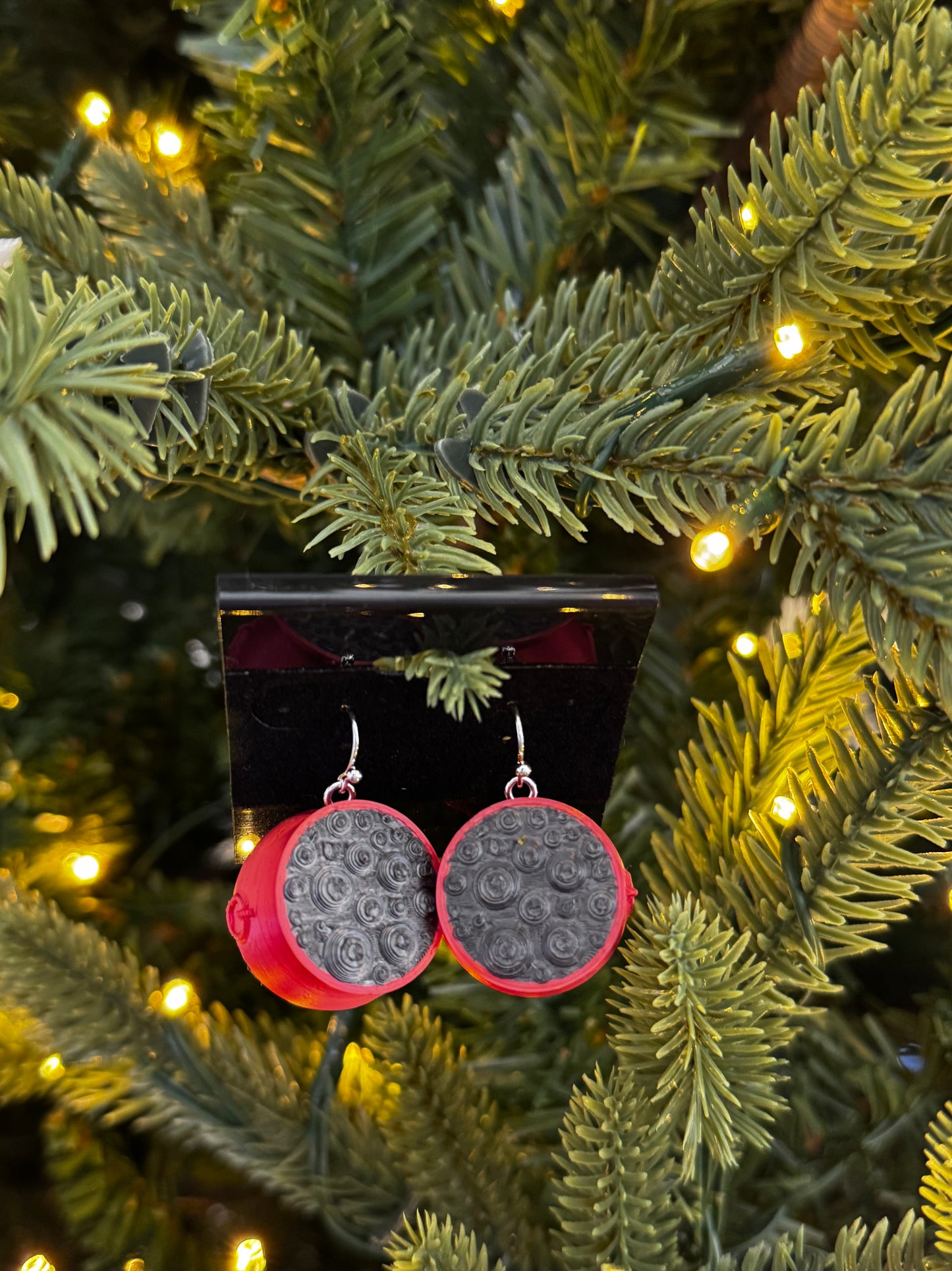 Cauldron Bubble Earrings - Black Bubbles/Red Base