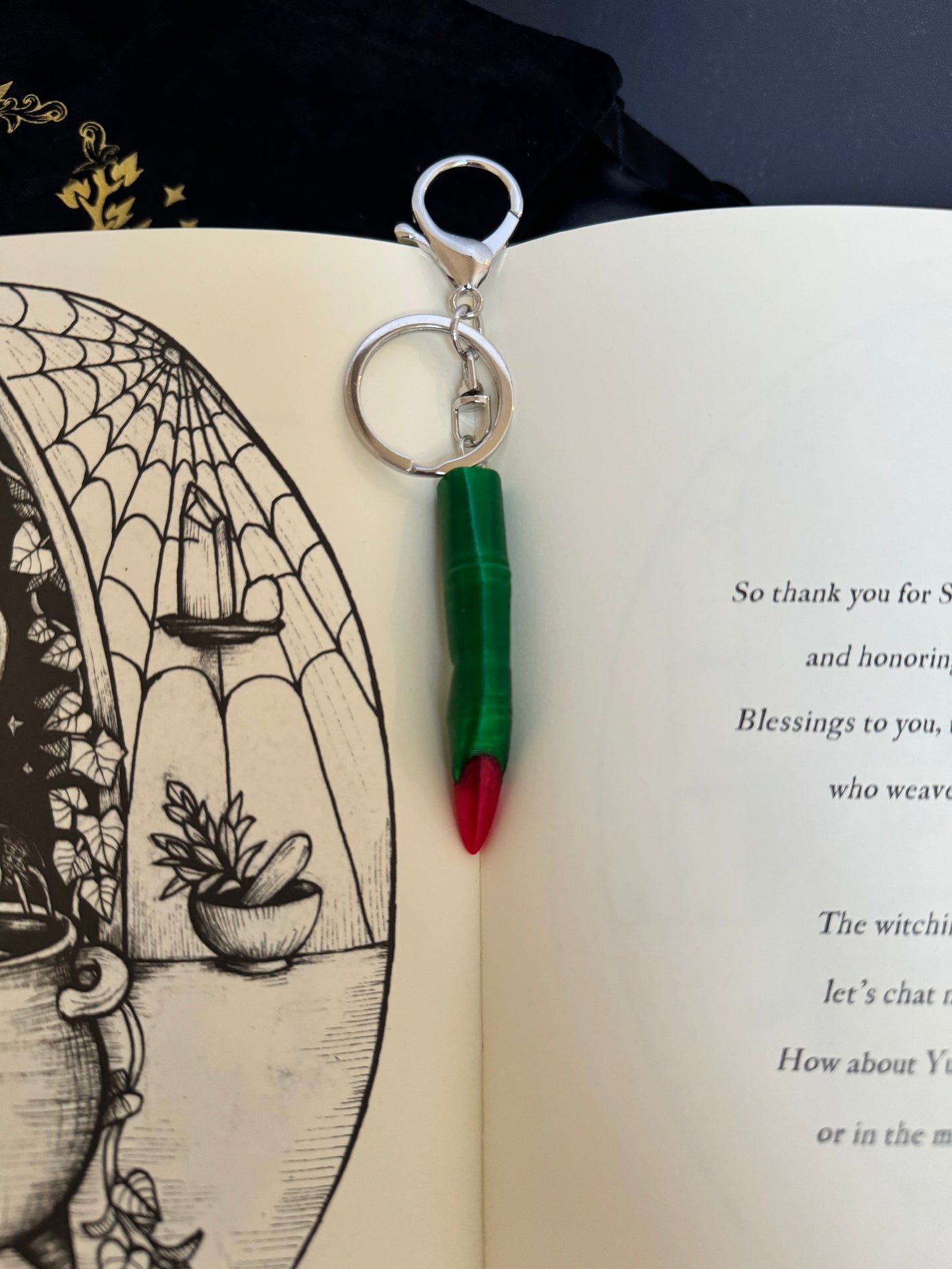 Lucky Witch Finger Purse Charm/Key Chain - Green Translucent