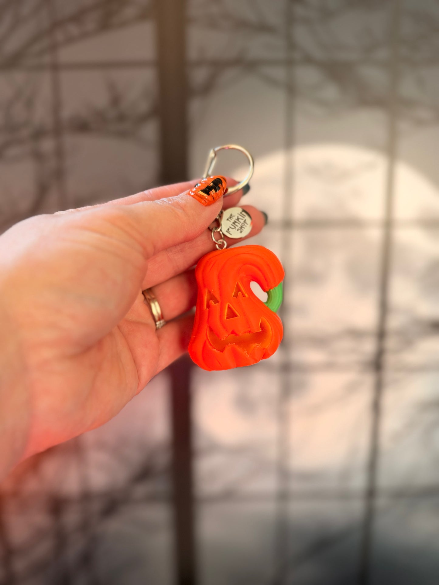 Vintage 90s Halloween Blow Mold Pumpkin Keychain