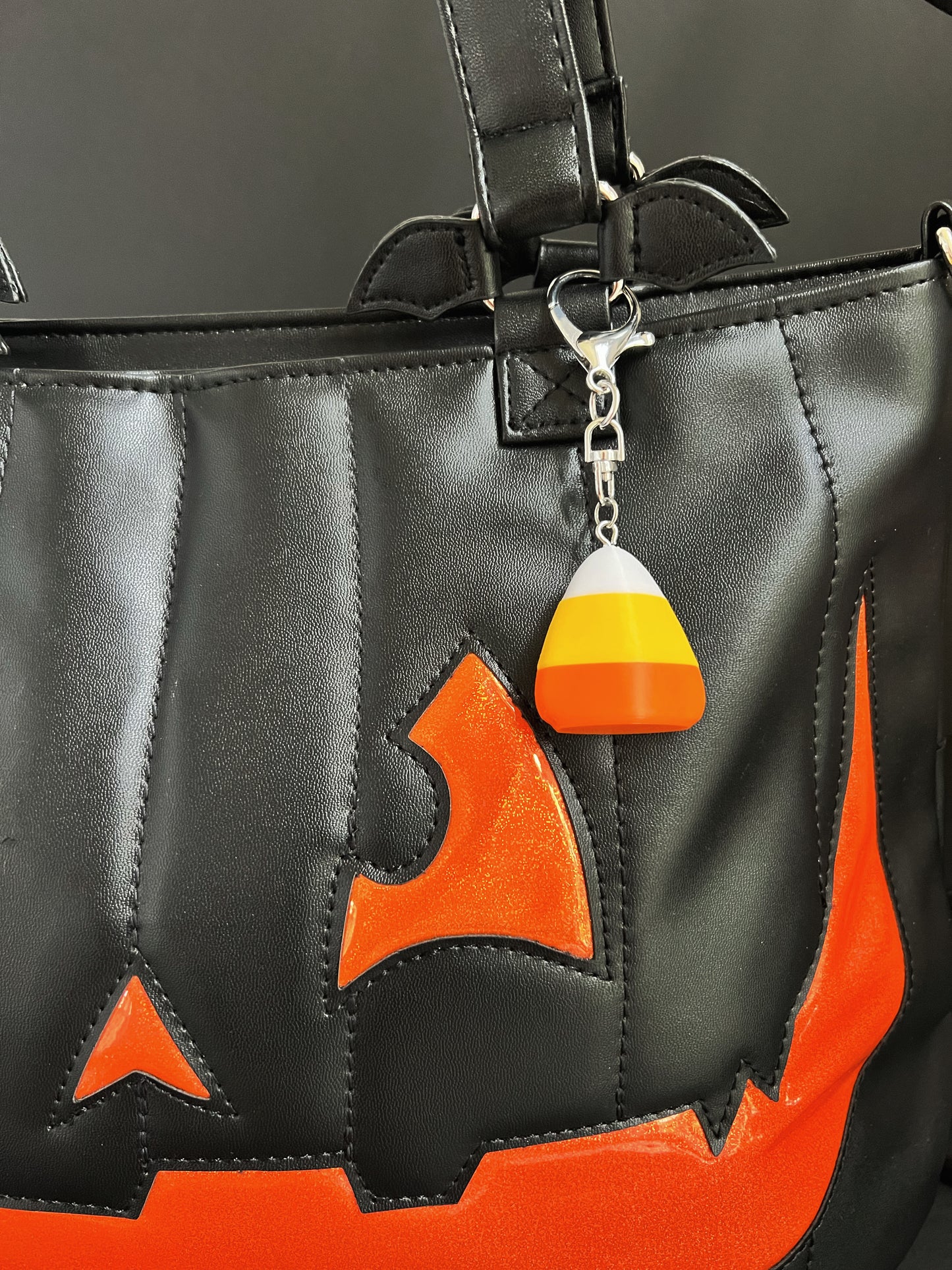Harvest Hues Candy Corn Purse Charm/Keychain - Silver
