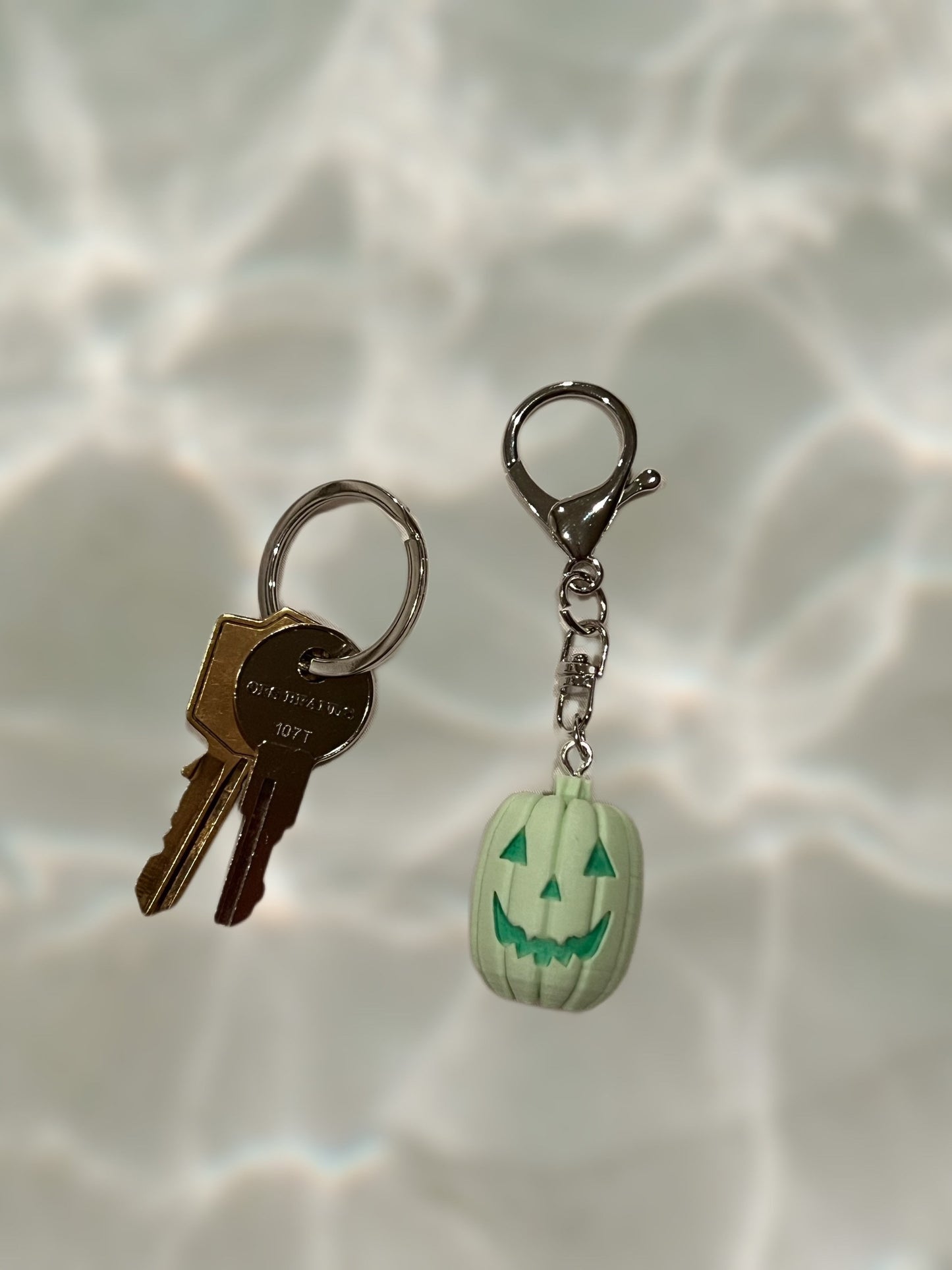 Pumpkin Purse Charm/Keychain - Mint & Silver