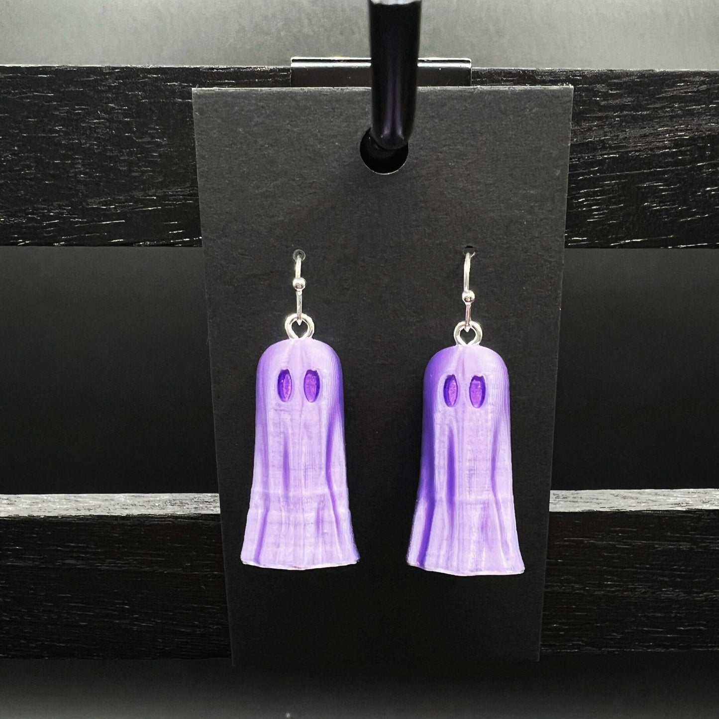Ghost Halloween Earrings - Shiny Pastel Purple/Silver