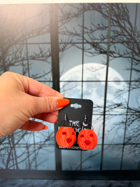 Small Vintage-Inspired Choir Boy Jack-O'-Lantern Pumpkin Pail Earrings 🎃