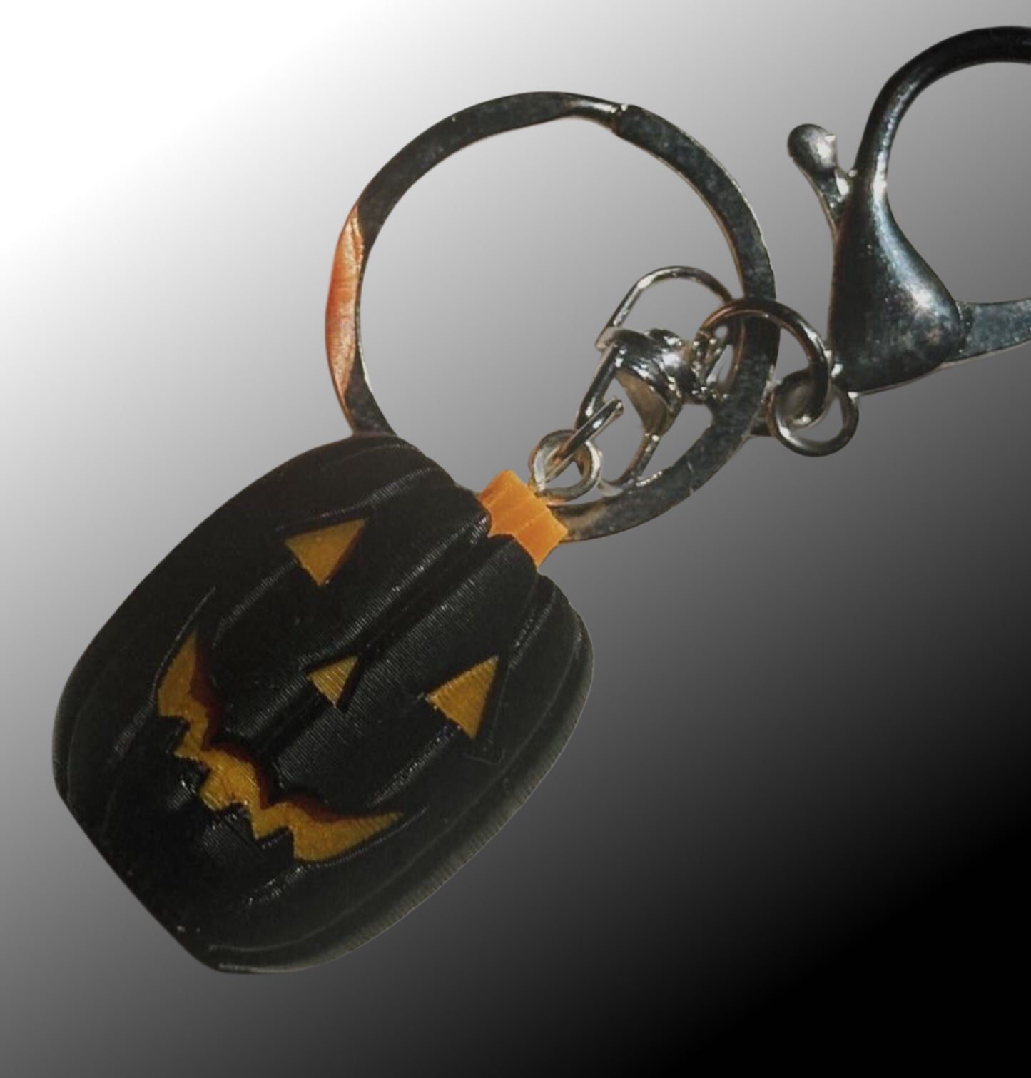 Pumpkin Purse Charm/Keychain - Black/Orange & Silver