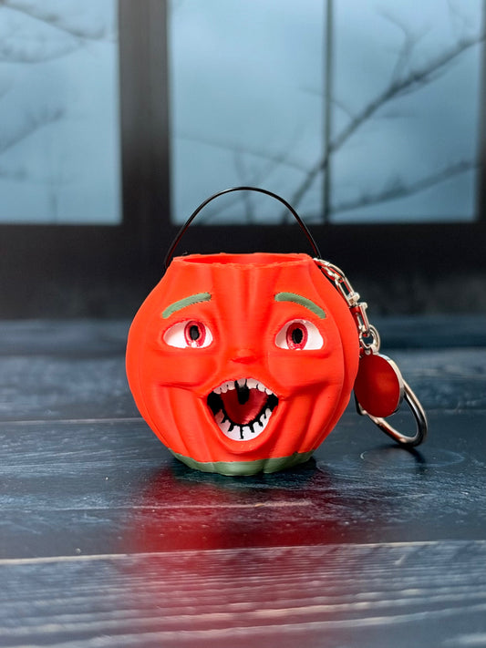 Vintage-Inspired Choir Boy Jack-O'-Lantern Pumpkin Pail Keychain 🎃