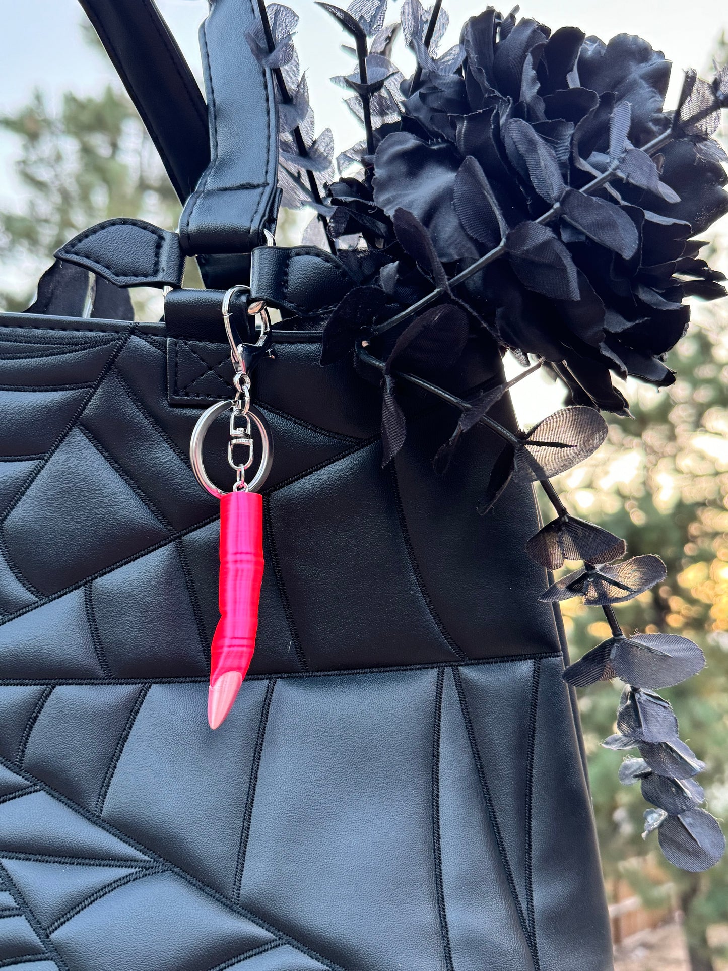 Lucky Witch Finger Purse Charm/Key Chain - Pink