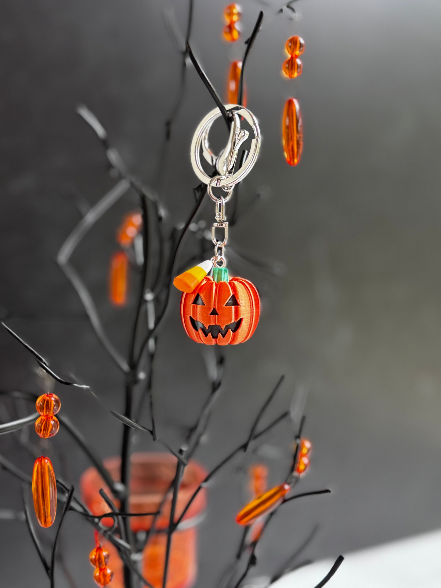 Halloweentown Pumpkin with Candy Corn Charm/Keychain
