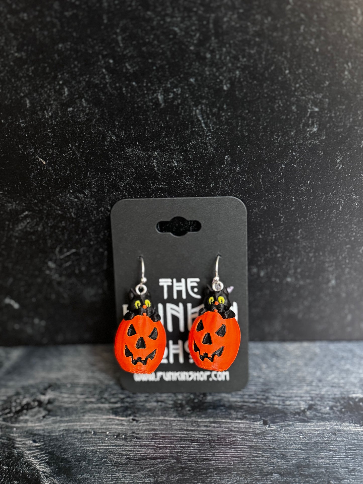 Vintage Black Cat Jack-O’-Lantern Earrings 🎃🐈‍⬛