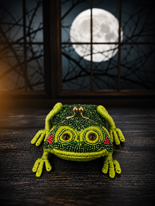 Hand Beaded Toad Coin Purse