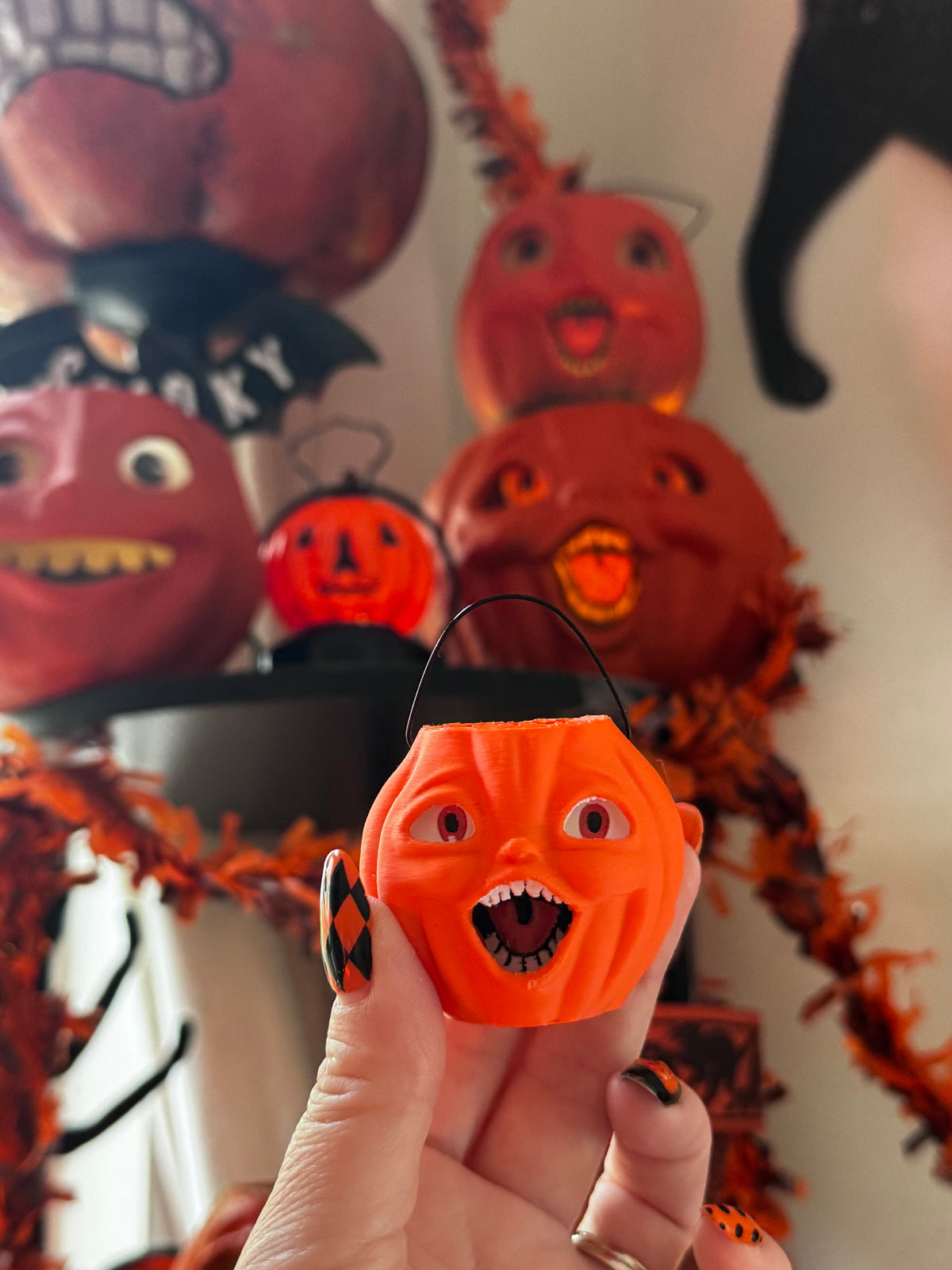 Vintage Inspired Paper Mache Choir Boy Pumpkin Pail