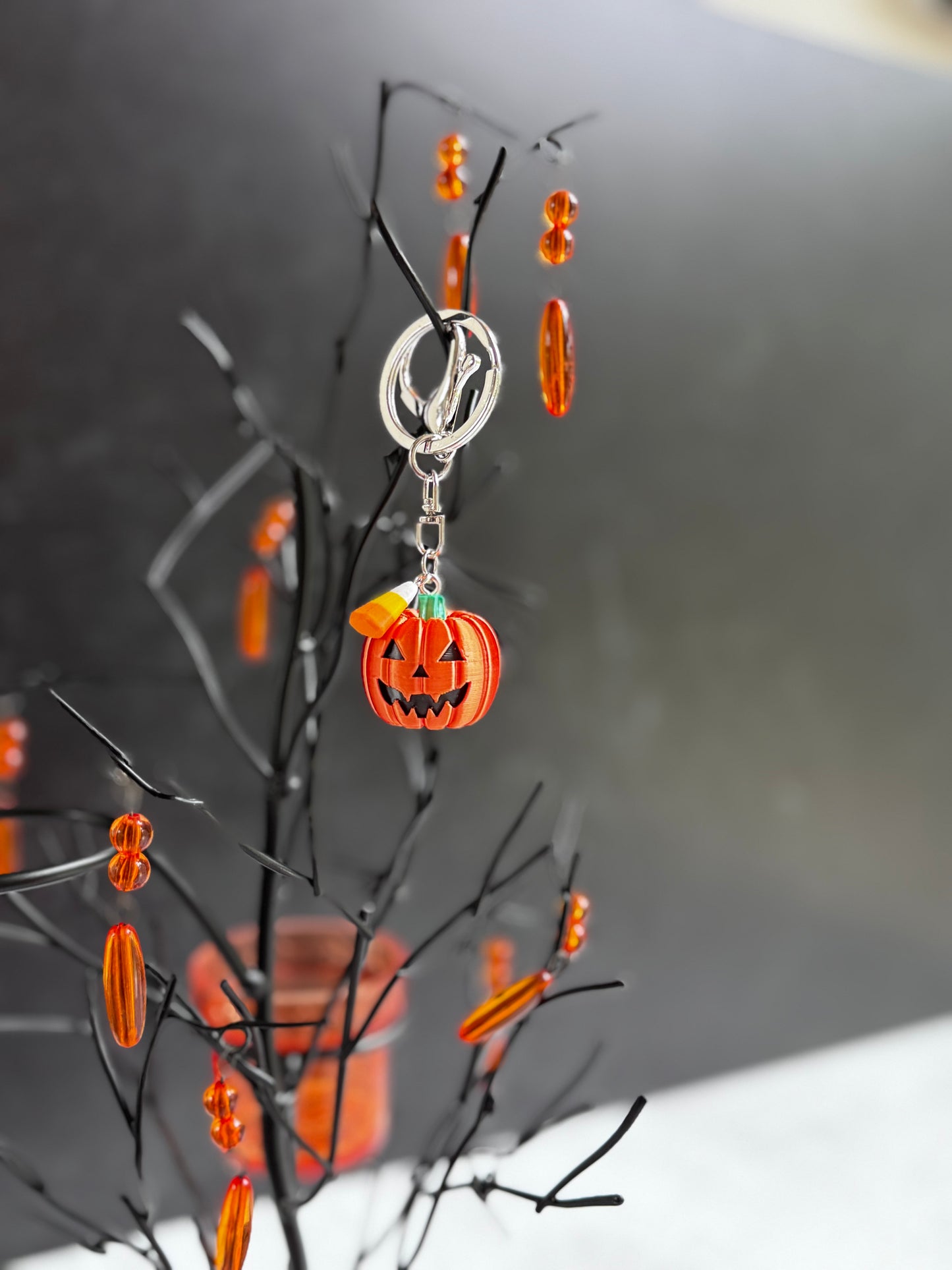 Halloweentown Pumpkin with Candy Corn Charm/Keychain