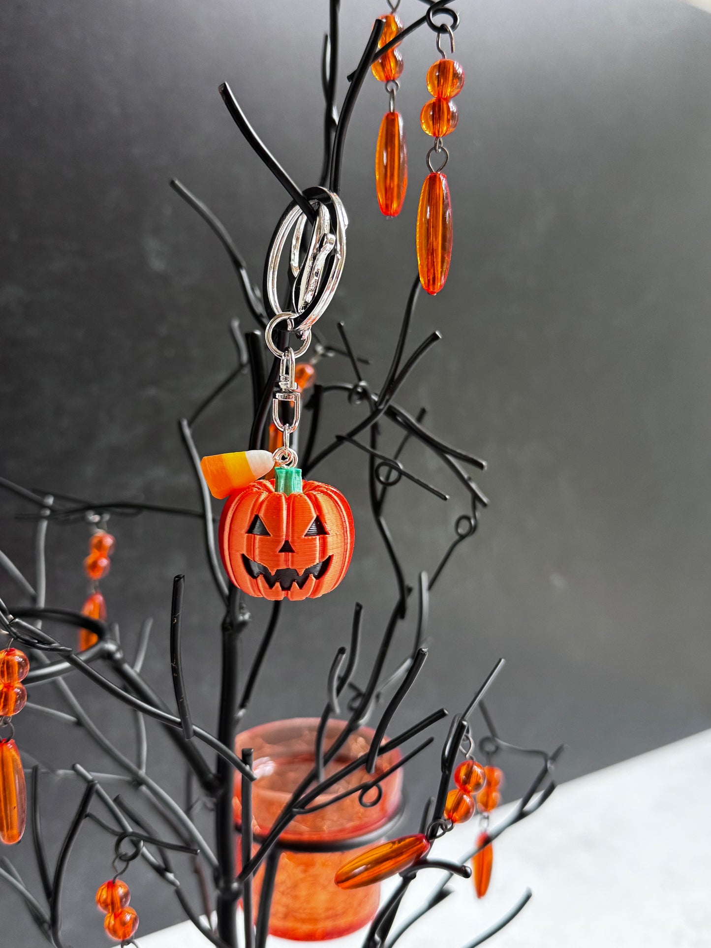 Halloweentown Pumpkin with Candy Corn Charm/Keychain