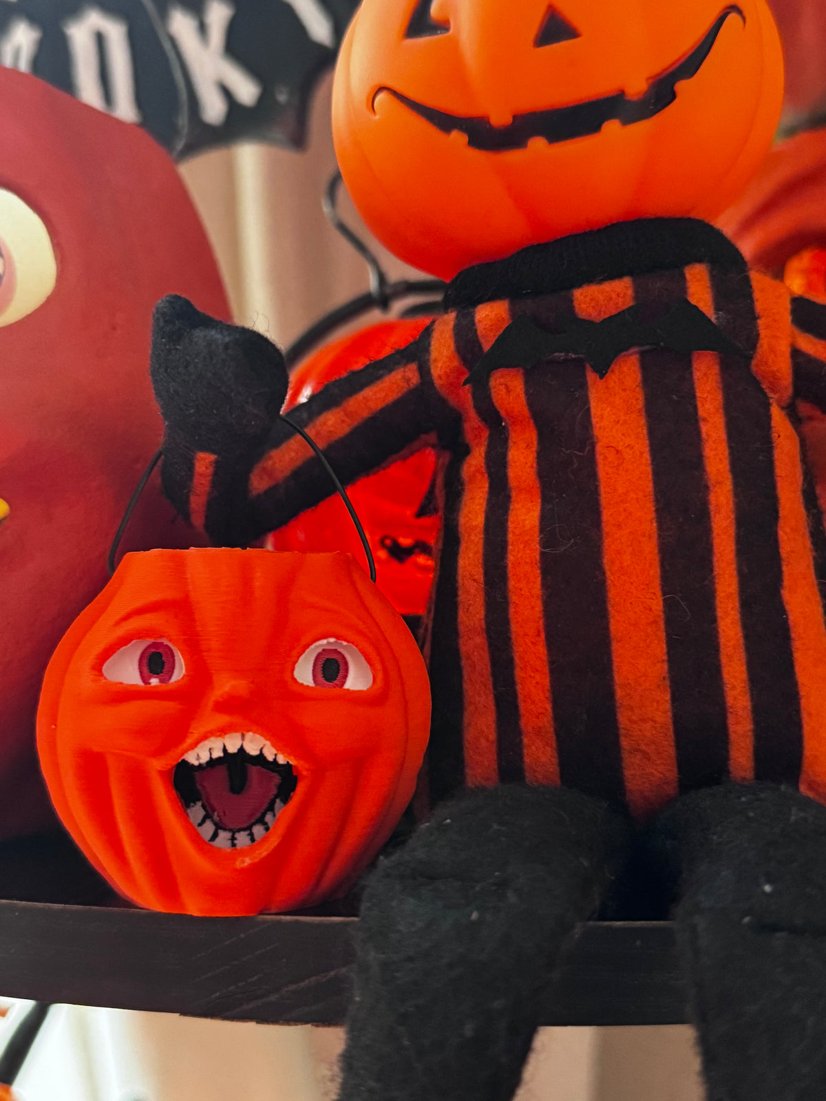 Vintage Inspired Paper Mache Choir Boy Pumpkin Pail