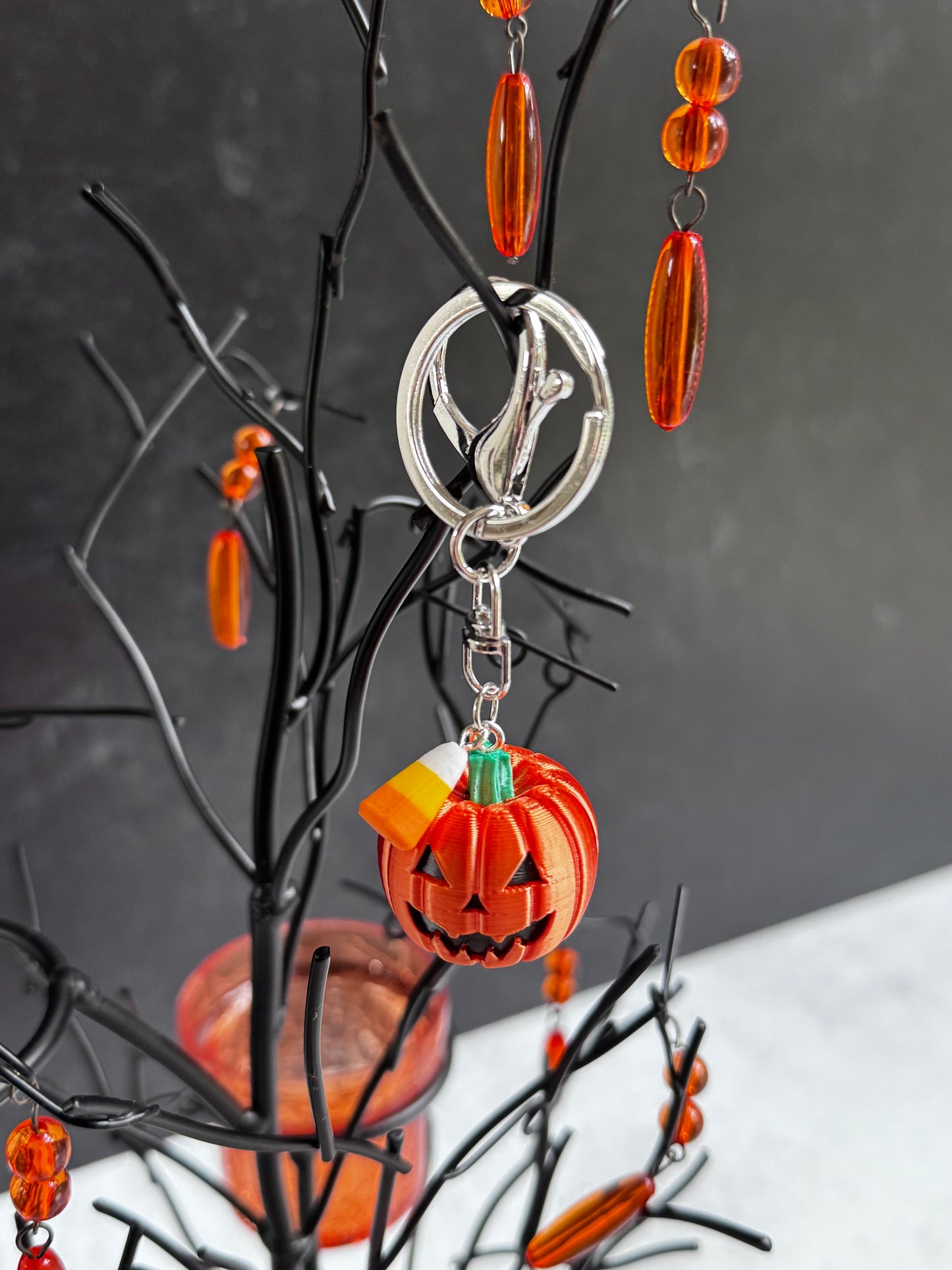 Halloweentown Pumpkin with Candy Corn Charm/Keychain