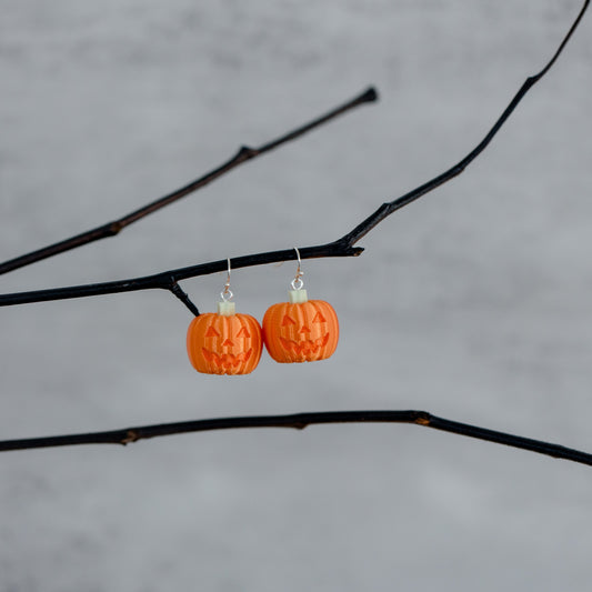 HalloweenTown Pumpkin Earrings - Orange Eyes