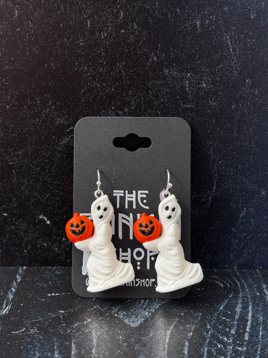 Vintage-Inspired Ghost with Jack-O’-Lantern Earrings