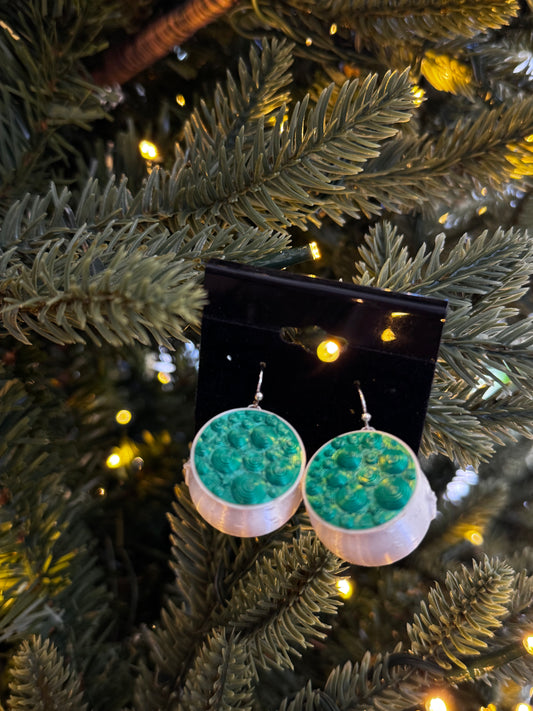 Cauldron Bubble Earrings - Green Bubbles/White Base