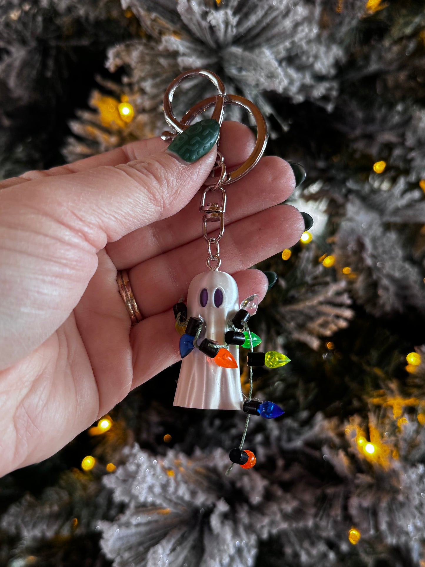 Ghostie in the Spirit- Ghost Purse Charm/Keychain - Silver