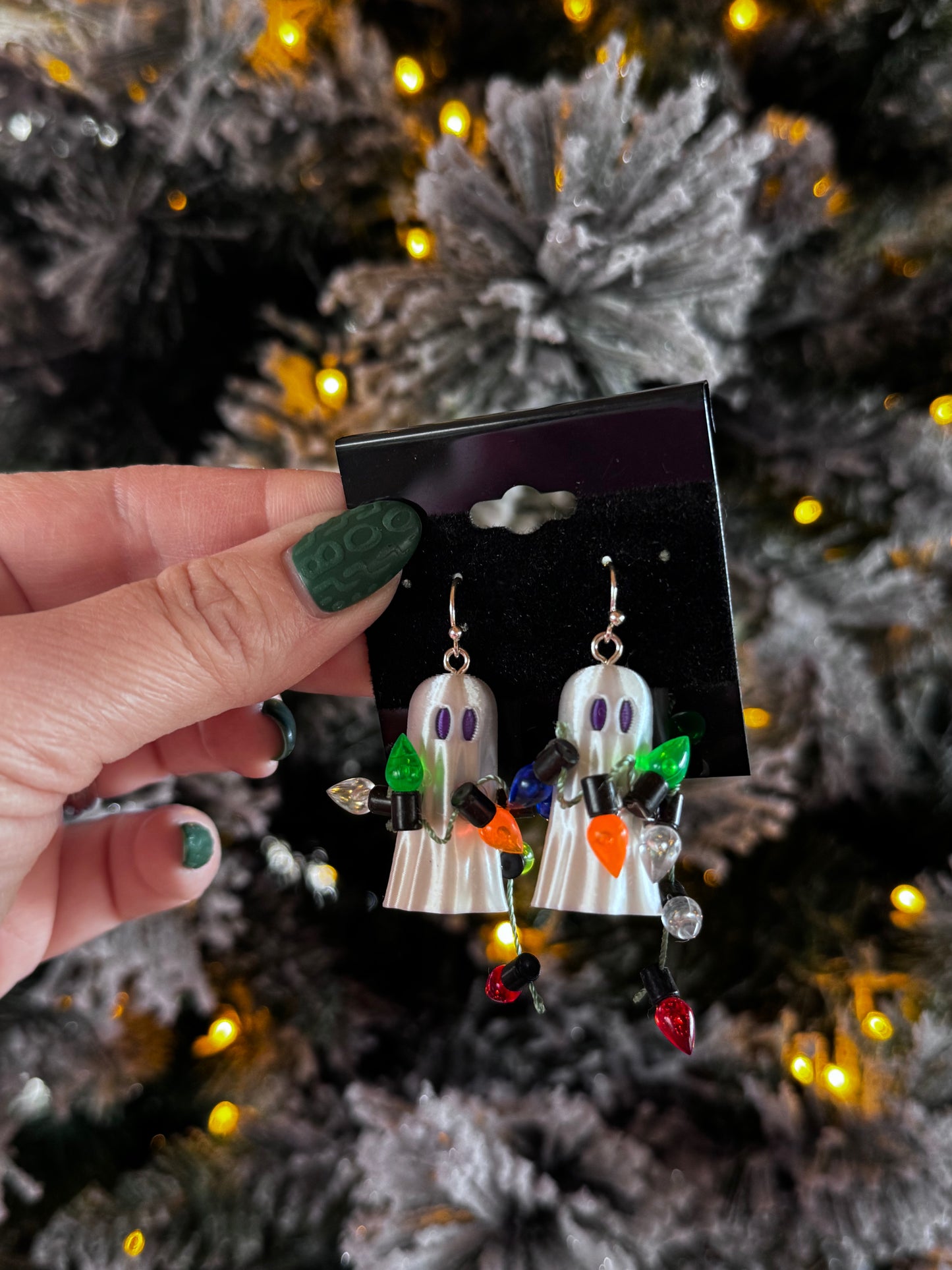 Ghostie in the Spirit Earrings - Darker Purple Eyes