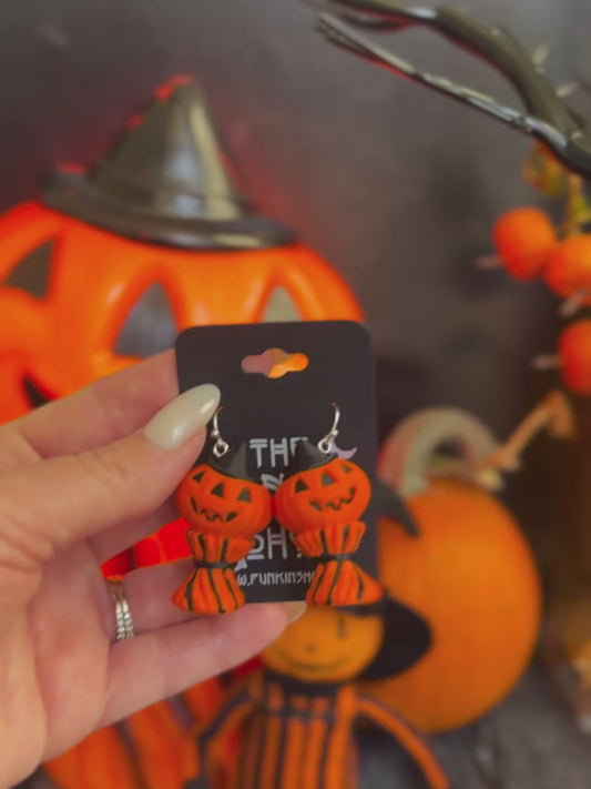 Vintage Inspired Blow Mold Pumpkin Earrings – Retro Halloween Jack-O’-Lantern Earrings