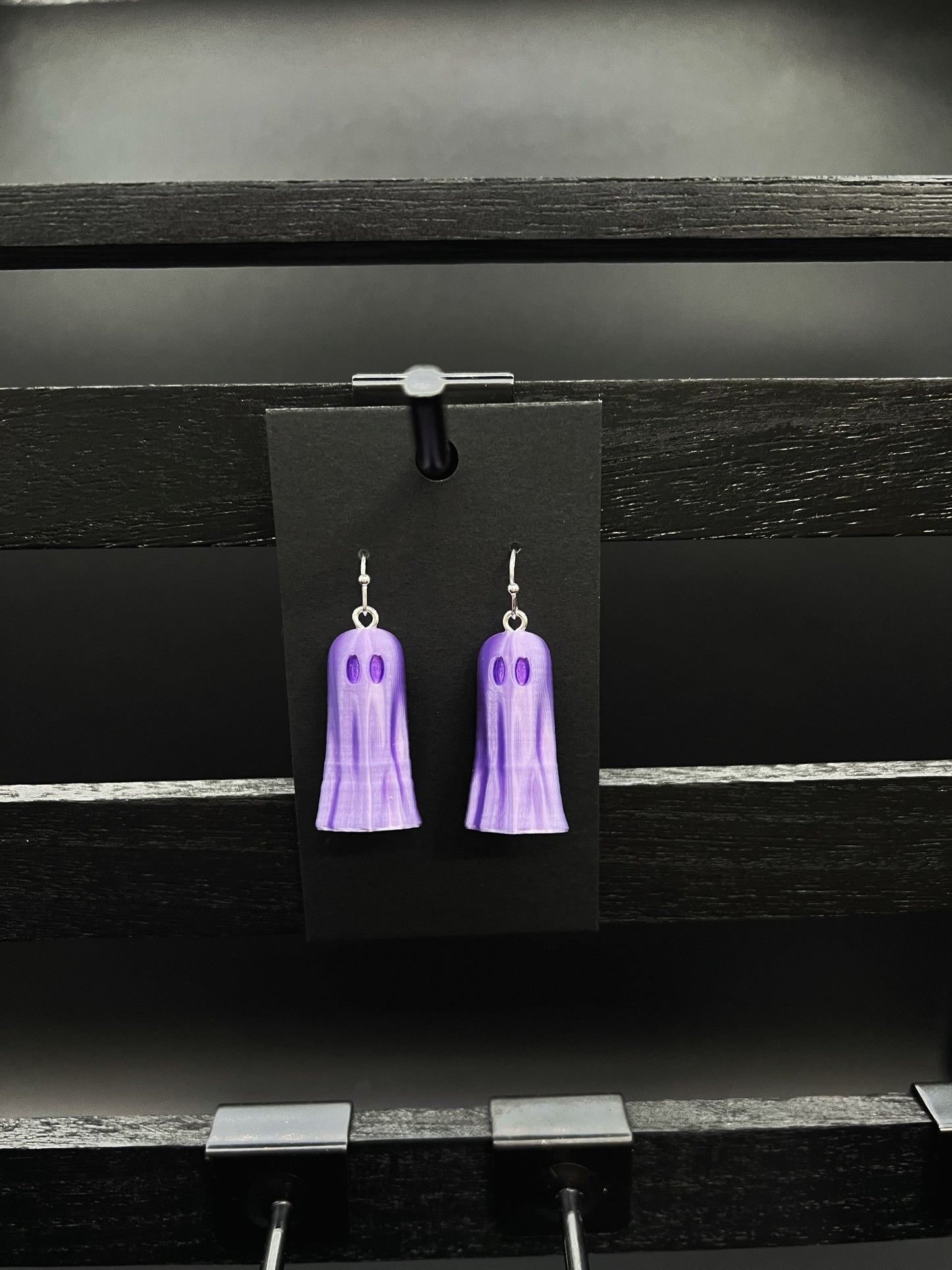 Ghost Halloween Earrings - Shiny Pastel Purple/Silver