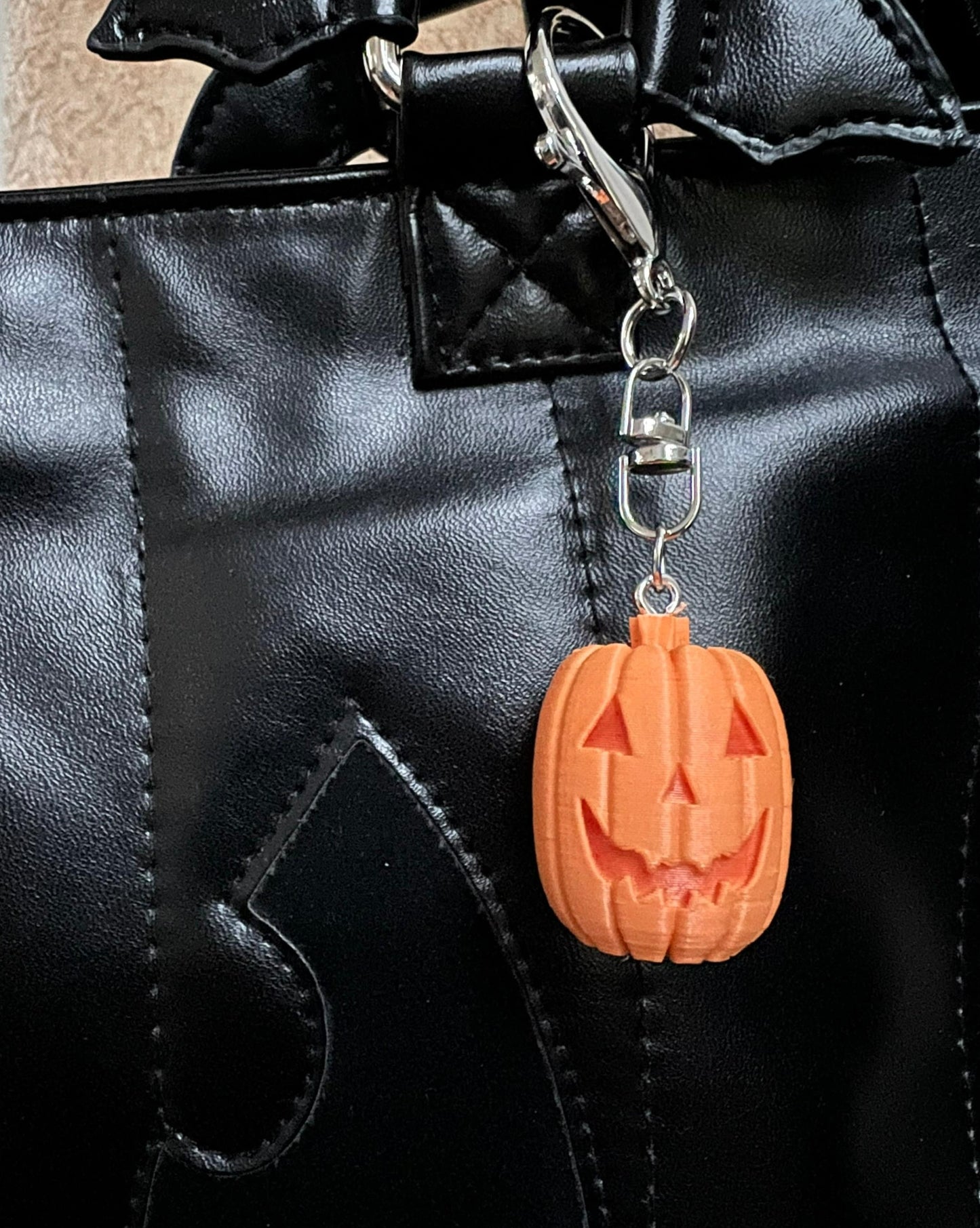 Pumpkin Purse Charm/Keychain - Orange & Silver